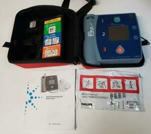Philips HeartStream FR2 AED Defibrillator M3860A Soft Case Battery Inst 07/24 J