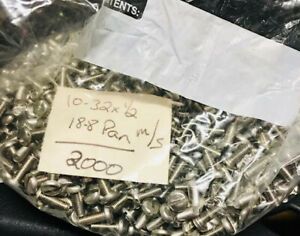 (2000pc) Lot 10-32 x 1/2&#034; Stainless Steel Slotted Pan Head Machine Screws 18-8