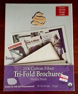 Southworth TRI-FOLD BROCHURES 25% Cotton Fiber IVORY 25 ct. Heavy Stock