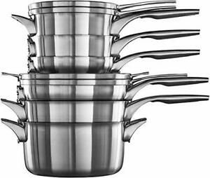 Calphalon Premier Space-Saving Stainless Steel Pots and Pans, 10-Piece Cookwa...