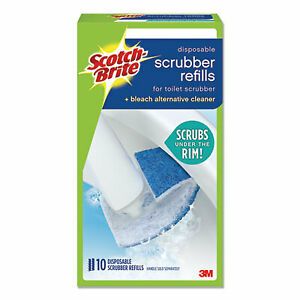 Scotch-Brite Disposable Toilet Scrubber Refill, Blue/White, 10/Pack 558RF