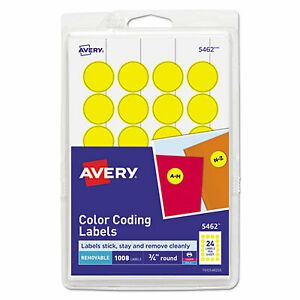 Avery Label,.75rnd,1008/Pk,Yl 05462 05462  - 1 Each