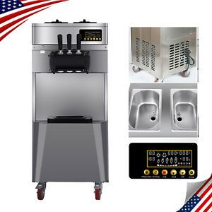 Automatic Stand Commercial 3 Flavors Ice Cream Maker Making Machine 1850W 20L/H