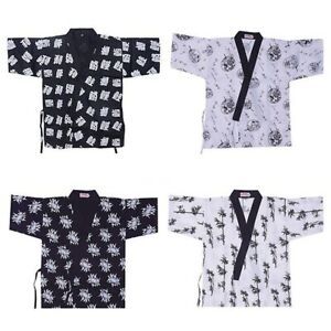 Printed Chef Top Japanese Style Unisex Short Sleeve Kitchen Work Cook Uniform