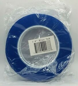 3 pack 1/4&#034; .25 inch x 60yd (6mm x 55m) Thin Blue Painters Masking Tape