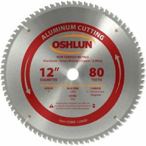 Oshlun SBNF-120080 12-Inch 80 Tooth TCG Saw Blade with 1-Inch Arbor for Alumi...