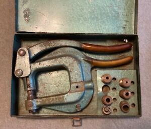 WHITNEY JENSEN #XX LARGE SHEET METAL HAND PUNCH SET W/ Metal Case #2