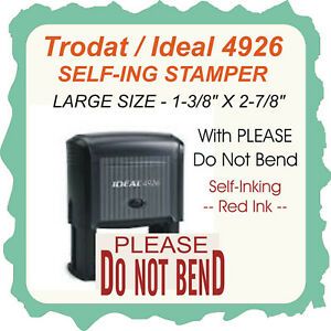 Do Not Bend, Trodat, Large Size Text, Custom Shipping/Office Stamp Red Ink