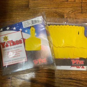 NEW Yellow Y-Tex YTAG Calf size 1 piece ear tag blank (50Tags)