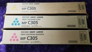 Set of 3 Ricoh MP C305 CYM Genuine NEW- Free Shipping!