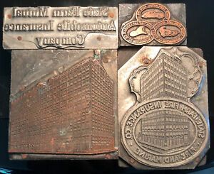 Antique/Vintage State Farm Insurance Letterpress Print Blocks - Brass on Wood