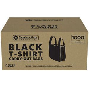 Member&#039;s Mark Black T-Shirt Carryout Bags (1,000 ct.)