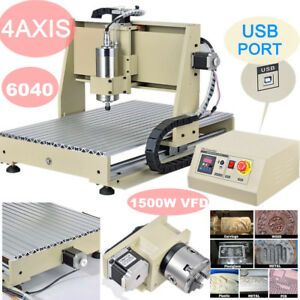 220V USB 4axis 1500W VFD CNC 6040Z Router Engraving DIY Milling Cutting Machine
