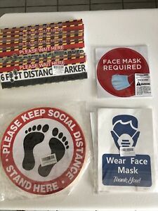 161 lot bulk social distancing distance stickers decals Face mask signs Delta