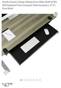 Seville Classics Airlift 360 Clamp Sliding Keyboard Tray Extra-Wide Shelf