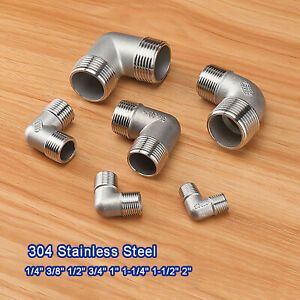 BSP 1/2&#034; ~ 2&#034; Male to Male 304 Stainless Steel 90° Elbow Pipe Fittings Adaptors