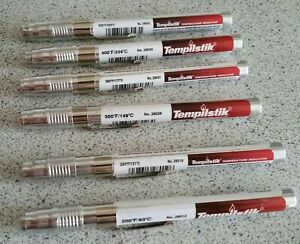 Tempilstik 200F/93C to 150F/ 66C Temperature Indicators Pen Welding Lot of 6