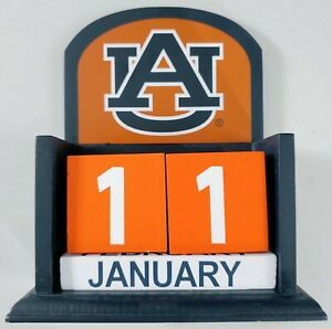 Auburn University AU Tigers - Wooden Perpetual Desktop Calendar - War Eagle
