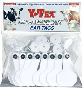 Y-Tex 2 Star Small Blank Cattle Tags 25 Count White