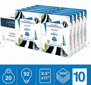 Hammermill Copy Plus Paper, 8.5&#034; x 11&#034;, 20 lbs., White, 500 Sheets/Ream, 10 Ream