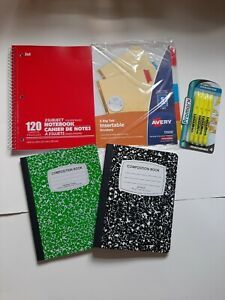 School Supply Bundle Composition Books 3 Ring Notebook Dividers Highlighters