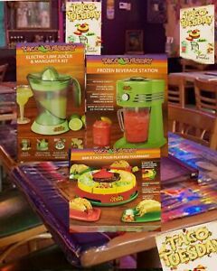 Taco Tuesday Lazy Susan Bar, Frozen Slushie Maker, Lime Juicer /  Margarita Kit