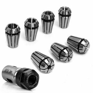 Set Spring Collets 1-7mm with Shaft Holder Extension Silver Carbon Steel Kit
