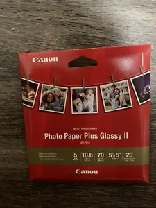 Canon Glossy Photo Paper Plus Glossy II 5x5 20 Sheets Glossy PP-301 Brand New!!!