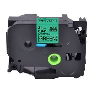 1PK Fits Brother P-Touch 0.94&#034; TZ-751 TZe-751 Black on Green Label Tape 24mm
