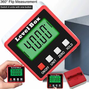 Digital LCD Protractor Gauge Angle Finder Bevel Level Box Inclinometer Meter