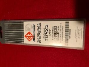 Tungsten, 2% ceriated , 1/8&#034; x 7&#034;, 10pc pkg, TIG welding, GTAW, EWCe-2