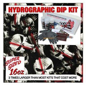 Hydrographic dip kit Red Line Firefighter Skulls hydro dip dipping 16oz