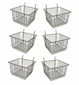 - Black Multi-Fit 12” Deep Wire Basket for Slatwall, Pegboard or Gridwall