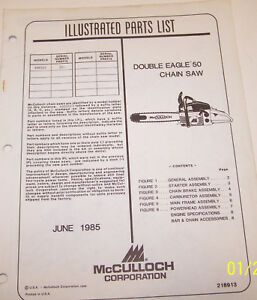 McCULLOCH CHAIN SAW DOUBLE EAGLE 50 OEM ILLUSTRATED PARTS LIST
