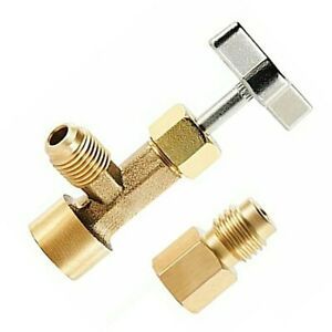 Dispenser Connector Corkscrew For 1/4 And 1/2 Refrigerant Tank Tool Adapter