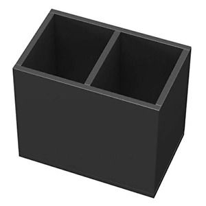 NIUBEE Acrylic Pen Holder 2 Compartments, Black Pencil Organizer Cup for Desk