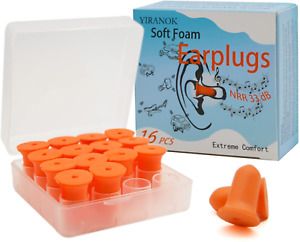 16PCS Earplugs,Noise Cancelling Earplugs with Portable PVC Case, Highest NRR for