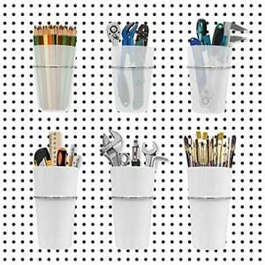 Pegboard Bins Baskets [6 Cups] Pegboard Accessories [2 Sizes] Peg board Hooks Ac