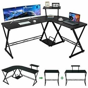 GreenForest L Shaped Desk 58&#034; Reversible Corner Computer Desk with Movable Sh...