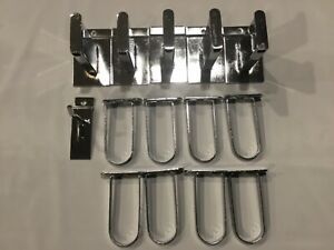 Lot of 14 Assorted Chrome Slatwall Hangers Hooks Holder Hoops