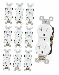 Duplex Electrical Receptacle Outlets, 20Amp 125V Wall Outlet, TR, 10 White