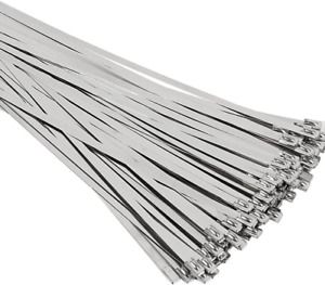 Exhaust Wrap Multi-Purpose Locking Cable Metal Zip Stainless Steel Ties 100pcs