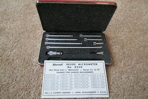LS Starrett No. 823B Micrometer, Head 1/2&#034; Movement, Original Box, USA