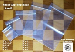Clear Top Lock Zip Seal Plastic Bags 2Mil Reclosable Jewelry Pill Small Mini Bag