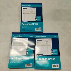 3 Pack Purchase Order Book, Carbonless, 2 Part White And Canary 9/16” x 8 7/16”