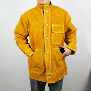 Cowhide Welding Jacket Flame-Resistant Apparel Welder Durable Welding Cloth