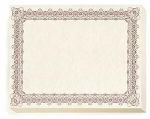 Maroon on White Parchment Crown Standard Certificates  8   x 11  100 Count