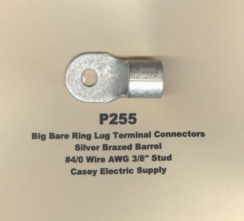 2 bare ring lug brazed barrel terminal connector #4/0 wire awg 3/8&#034; stud molex for sale