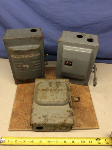 Lot Of 3 Safety Switch 30 Amp Boxes Used Type D One With Glass Round Fuses