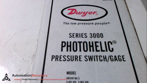 PHOTOHELIC 3002SGT SERIES 3000, PRESSURE SWITCH/GAGE, NEW